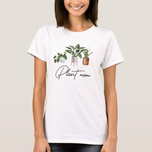 Plant Mom Watercolor House Plants T_Shirt
