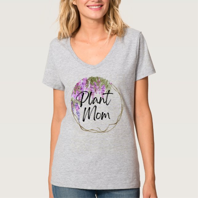 Plant Mom Wisteria Wreath Frame T-Shirt (Front)