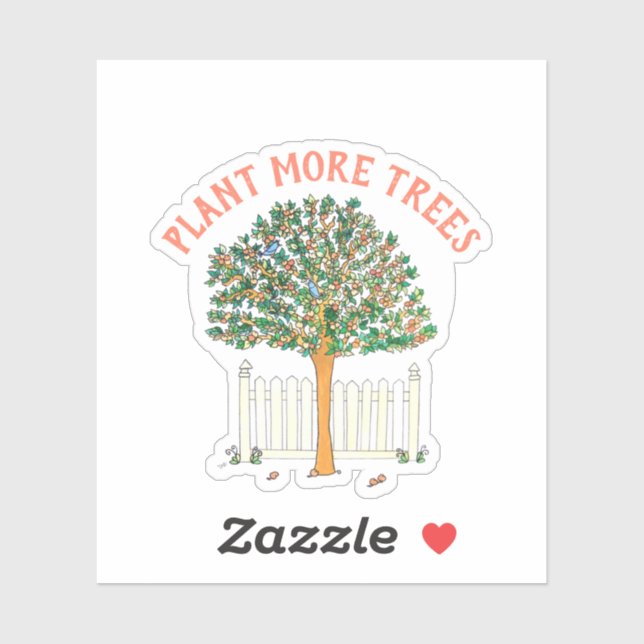 Plant More Trees Peach Tree Sticker (Sheet)