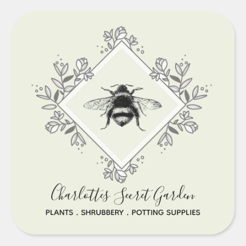Plant Nursery Gardening Supplies Honey Bee Logo Square Sticker