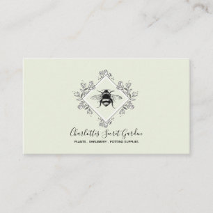 Plant Nursery Honey Bee With Floral Logo Business Card