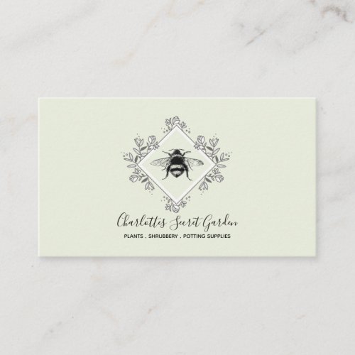 Plant Nursery Honey Bee With Floral Logo Business Card