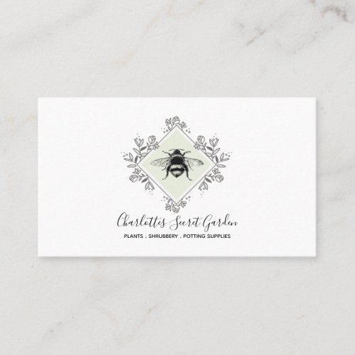 Plant Nursery Honey Bee With Floral Logo On White Business Card