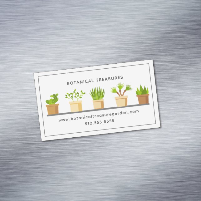 Plant Nursery Modern Garden Botanist Succulents Business Card Magnet (In Situ)