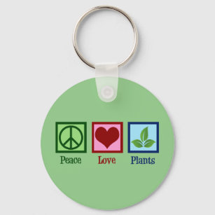 Plant Nursery Peace Love Plants Cute Green Keychain