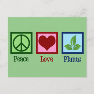 Plant Nursery Peace Love Plants Cute Green Postcard