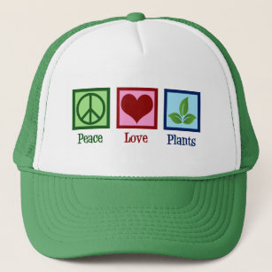 Plant Nursery Peace Love Plants Cute Green Trucker Hat