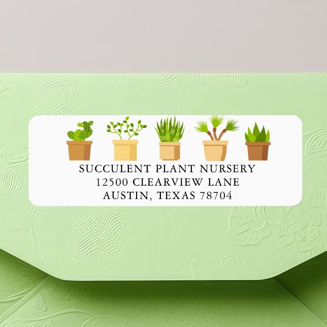 Plant Nursery Succulent Botanist Return Address Label (Creator Uploaded)