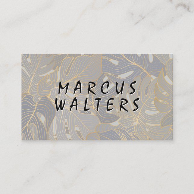 Plant Palm Leaves Pattern Business Card (Front)