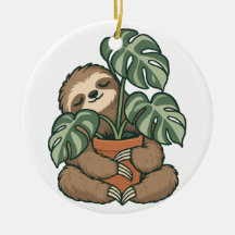 Plant Parent Sloth Hugging Monstera Ornament
