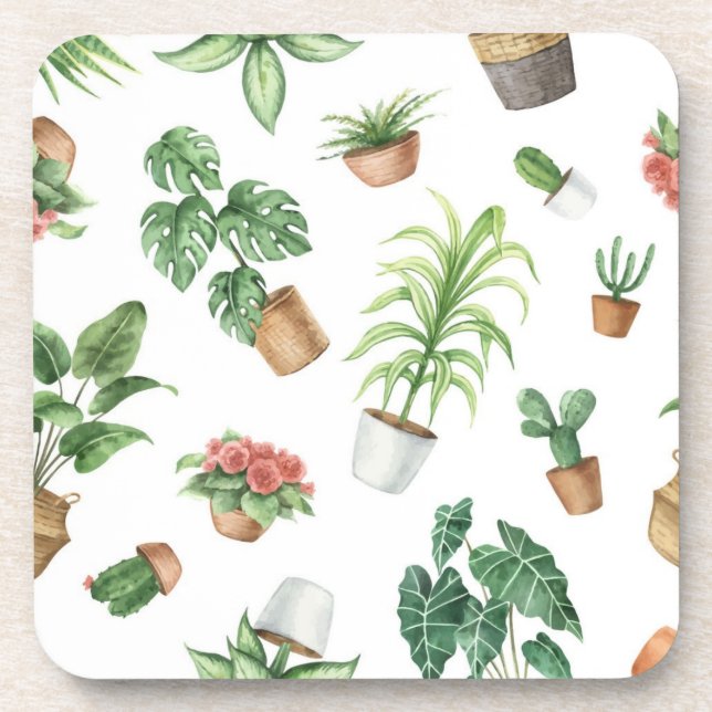 Plant pattern beverage coaster (Front)