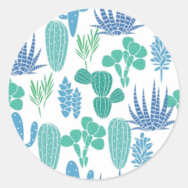 Plant pattern classic round sticker (Front)