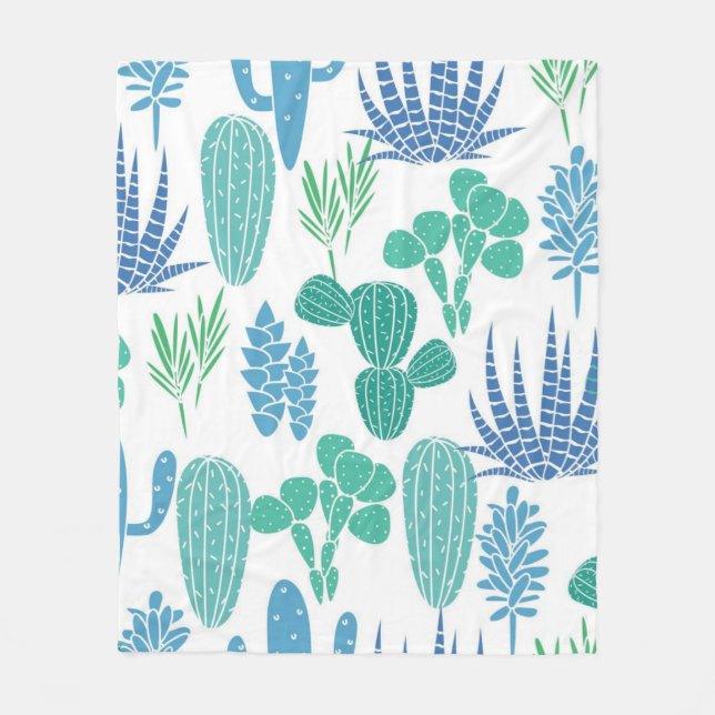 Plant pattern fleece blanket (Front)