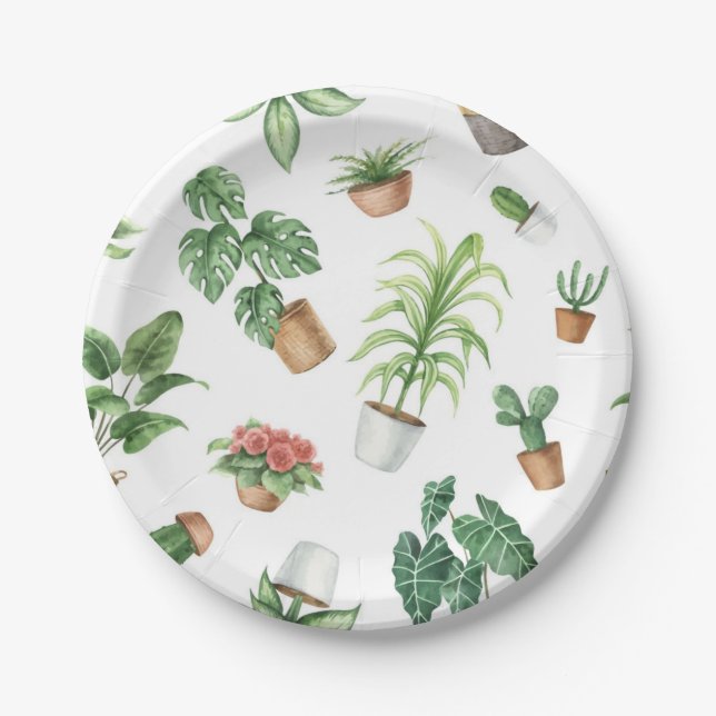 Plant pattern paper plates (Front)