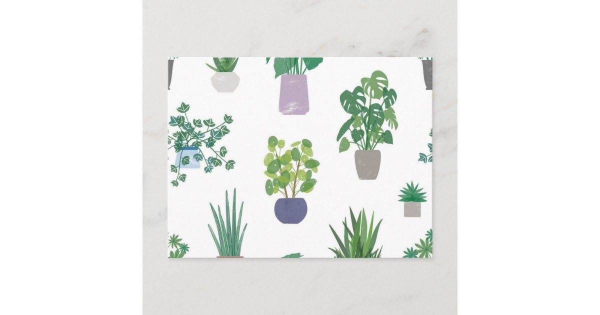 Plant pattern postcard | Zazzle