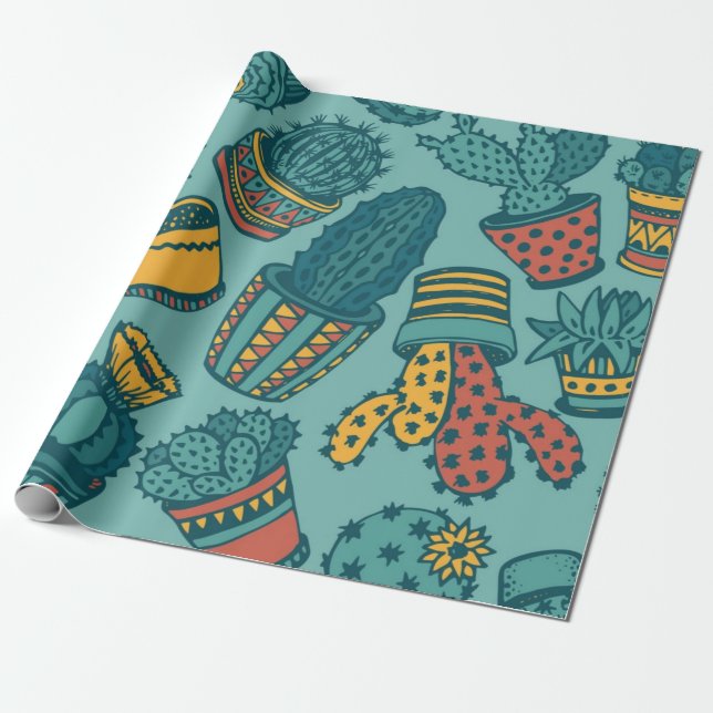 Plant pattern wrapping paper (Unrolled)