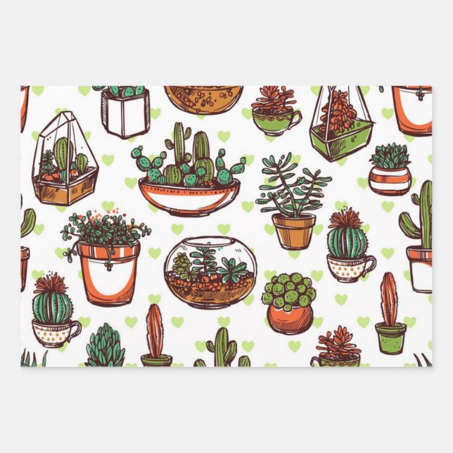 Plant pattern wrapping paper sheets (Front)