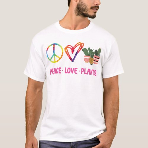Plant Peace Love Plants Tie Dye Cactus T_Shirt