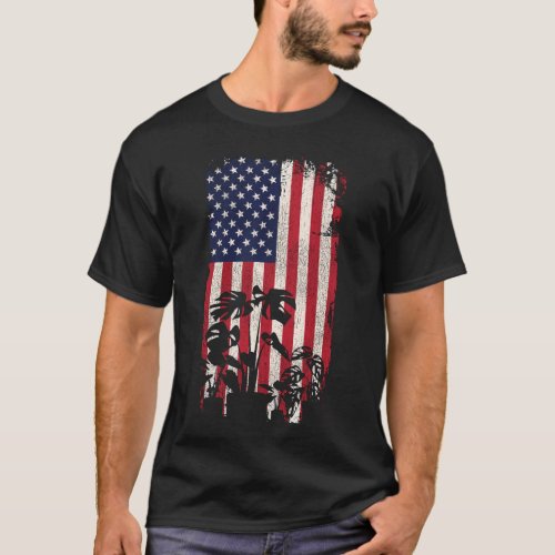 Plant Plant American Flag American Flag Monstera T_Shirt