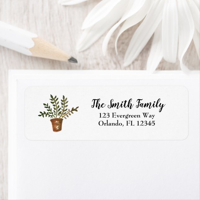 Plant Pot Nature Painting Return Address  Label (Insitu)