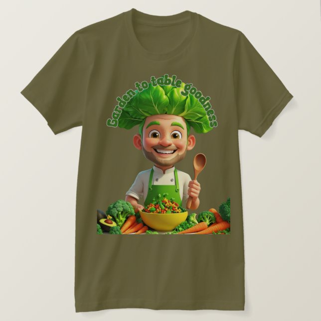 Plant-Powered Chef – Cooking with Kindness T-Shirt (Design Front)