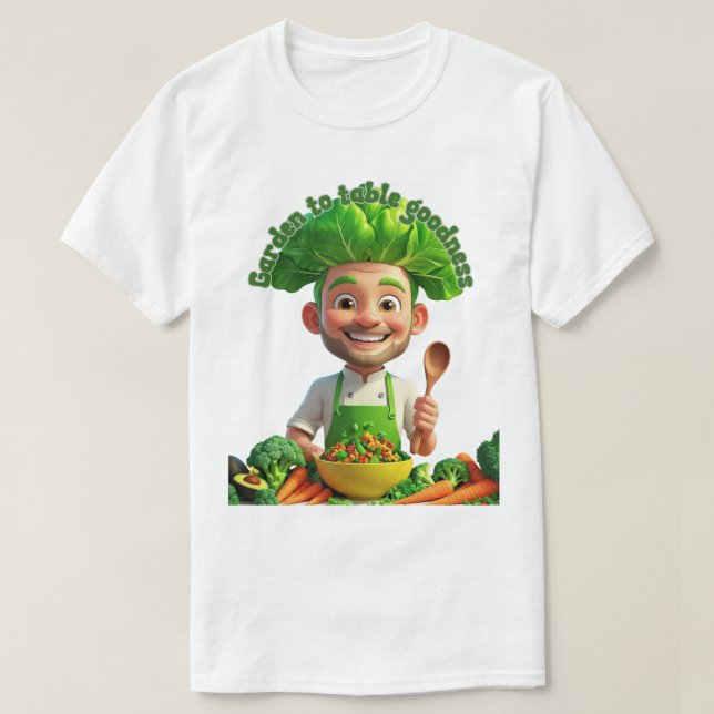 Plant-Powered Chef – Cooking with Kindness T-Shirt (Design Front)