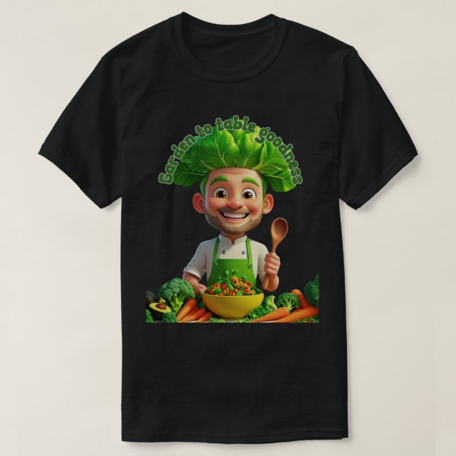Plant-Powered Chef – Cooking with Kindness T-Shirt (Design Front)