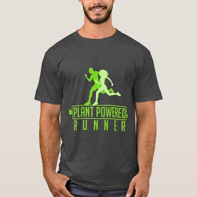 Plant Powered Runner Vegetarian Vegan Running T-Shirt (Front)