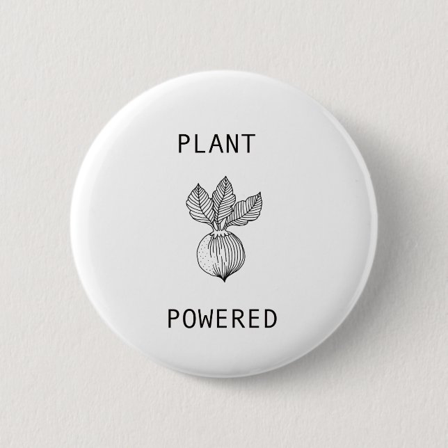 Plant Powered Vegan Vegetarian Button (Front)