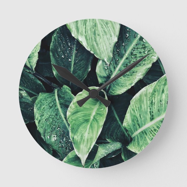 Plant Print Groen Kunst Green Art Round Clock (Front)