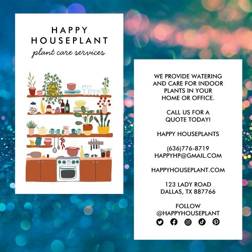 Plant Sitter Houseplant Plant Watering Housesittin Business Card