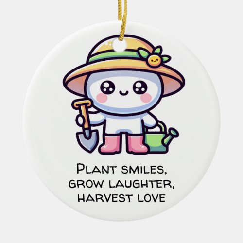 Plant smiles grow laughter harvest love ceramic ornament