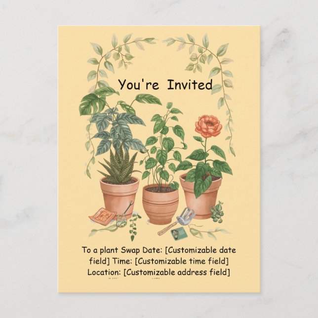 Plant Swap Invitation Earth Day Event Card (Front)