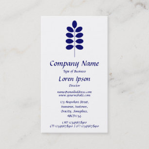 Plant Symbol - Dark Blue on White Business Card