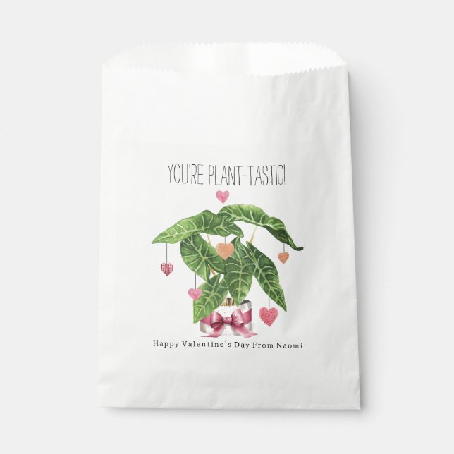 Plant-tastic Houseplant Pun Classroom Valentine  Favor Bag (Front)