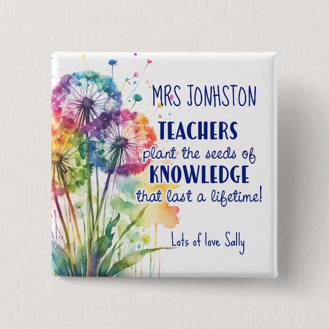 Plant the Seed of Knowledge Button, Dandelion  Button (Front)