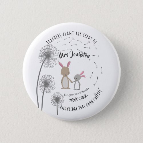 Plant the seed of knowledge Dandelion bunny rabbit Button