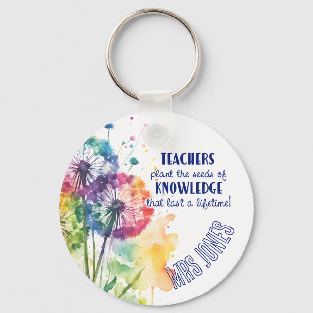 Plant the seed of knowledge Dandelion quote Keychain (Front)