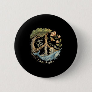 Plant the trees save the bees peace sign earth day button