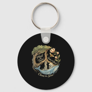 Plant the trees save the bees peace sign earth day keychain