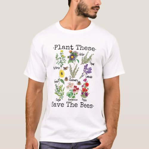 Plant These Save The Bees Women Yellow Flowers T_Shirt