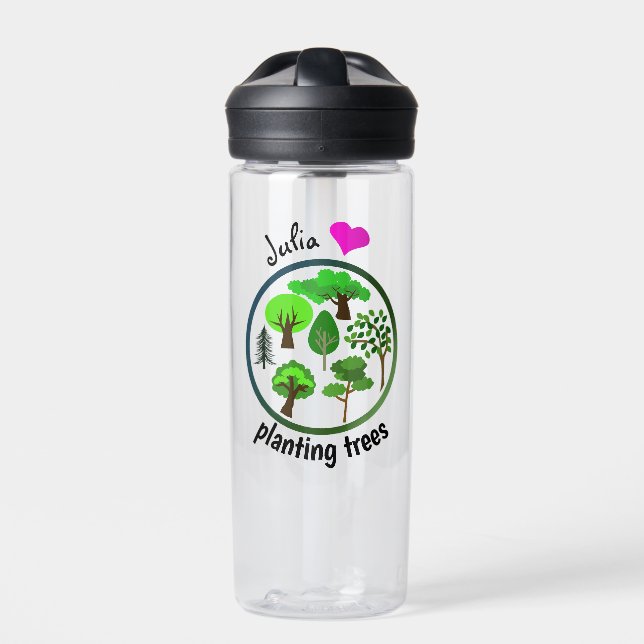Plant trees make the earth green water bottle (Front)
