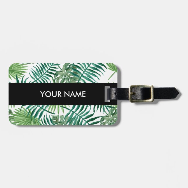Plant Tropical Botanical Palm Leaf Luggage Tag (Front Horizontal)