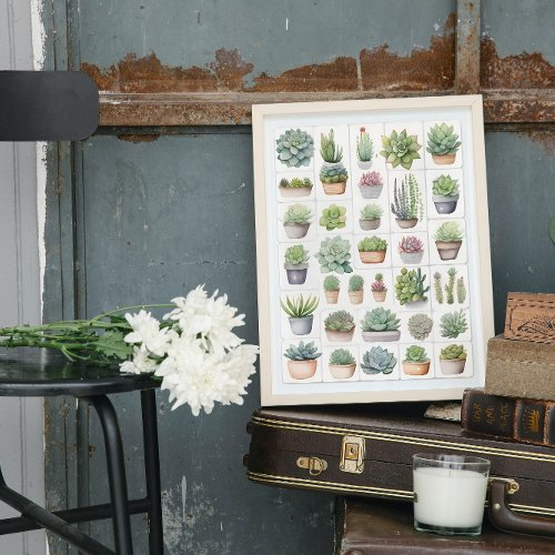 Plantvegetables and succulent illustration modern poster