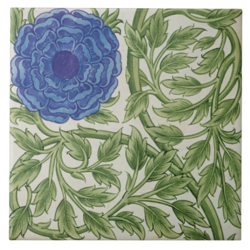 Plant with a blue flower wc on paper ceramic tile