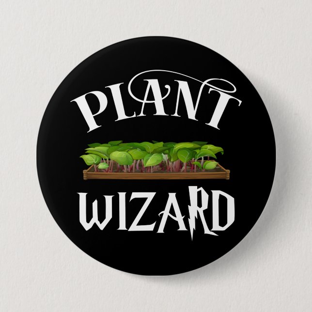 Plant Wizard Funny Gardener Button (Front)