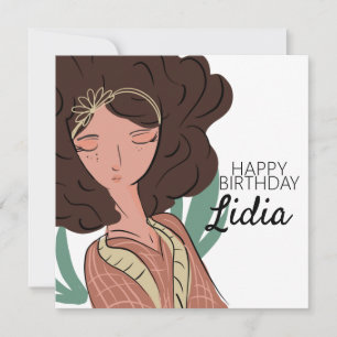 Plant Woman Character Lover Birthday Postcard