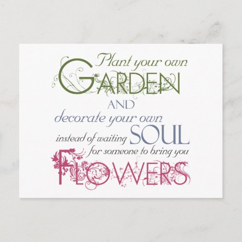 Plant Your Own Garden Quote Postcard