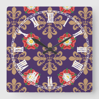 Plantagenets fleur patterns square wall clock