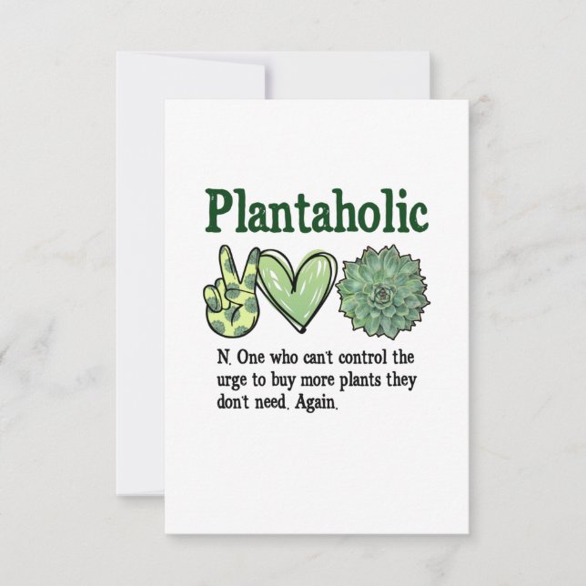 Plantaholic Funny Plant Thank You Card (Front)